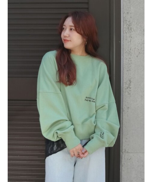 スリーブボリューム刺繍スウェット