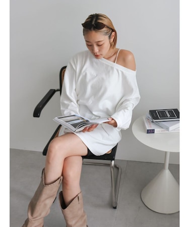 ボートネックビックシルエットロングスリーブTee