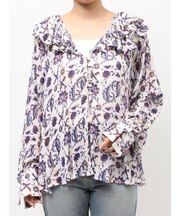 エスニックフラワーフリルブラウス