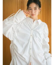 ギャザーデザインルーズシャツ