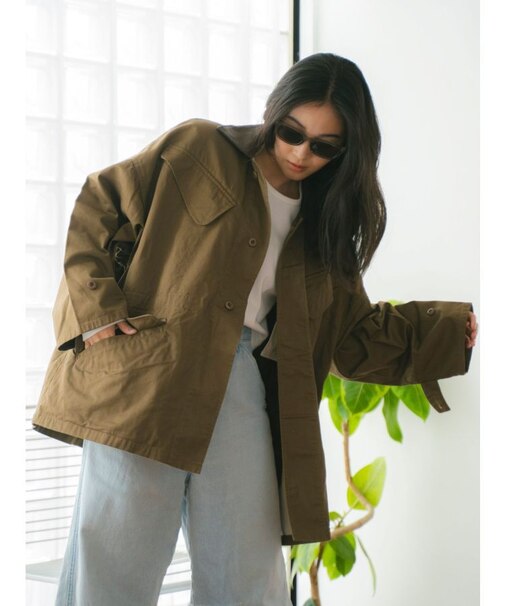 レザードッキングミリタリーブルゾン