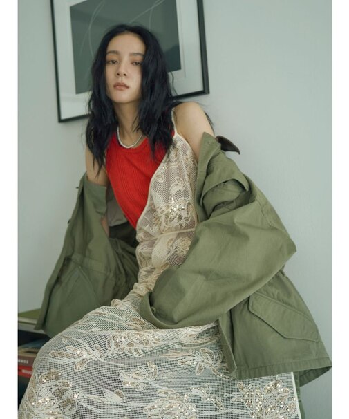 レザードッキングミリタリーブルゾン