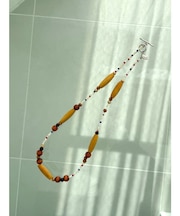 ウッドコンビビーズネックレス