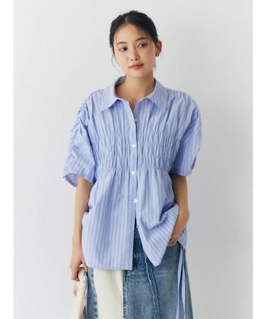 ハーフスリーブギャザーシャツ