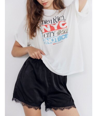 レースデザインサテンショートパンツ