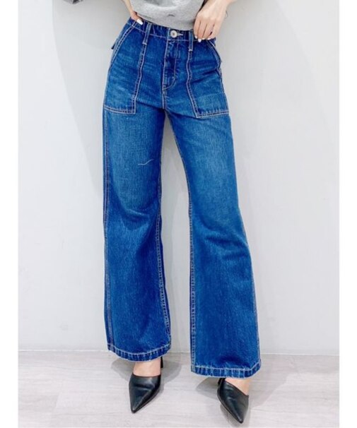 utilityベイカーワイドデニムパンツ
