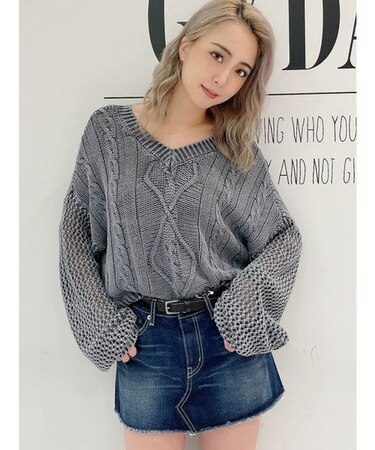 2WAYメッシュブリーチショートニット TOPS