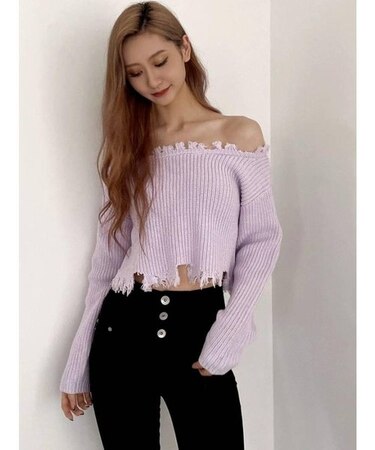 グラインダーオフショルニット TOPS