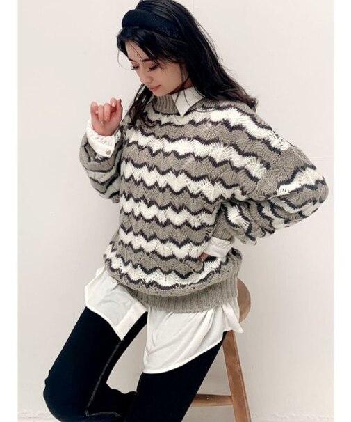 OPEN WORKボーダーニット TOPS