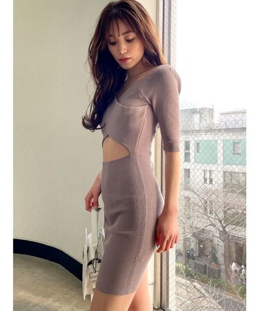 2WAYクロスタイトニットワンピース