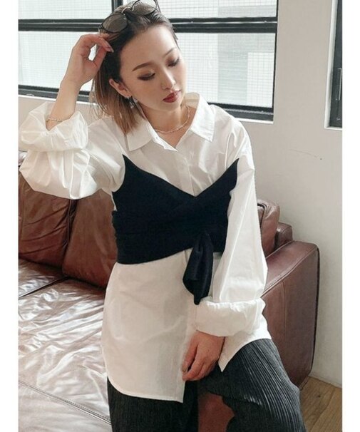 ニットドッキングデザインシャツ