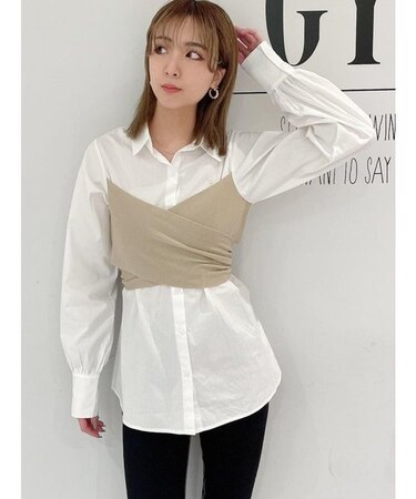 ニットドッキングデザインシャツ