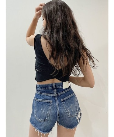 BACK RIPPEDデニムショートパンツ｜ジェイダの通販｜&mall（アンド  