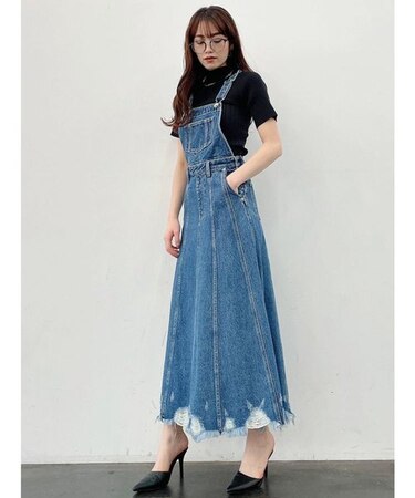 2WAYデニムサロペットスカート