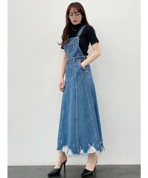 2WAYデニムサロペットスカート