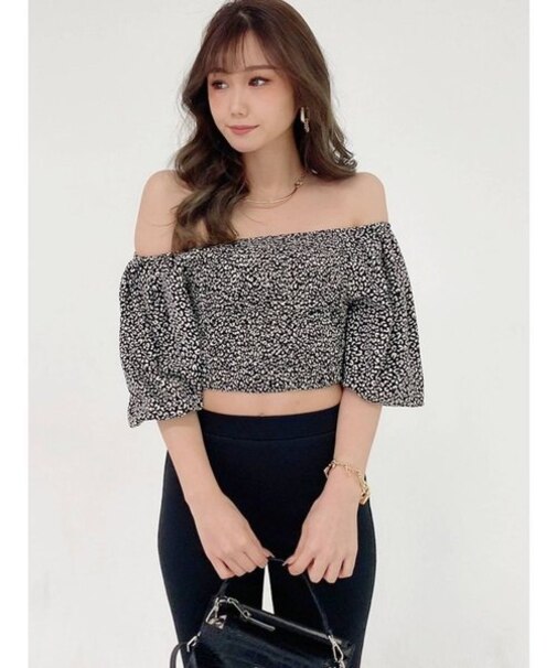 LEOPARD PATTERNバルーンスリーブブラウス