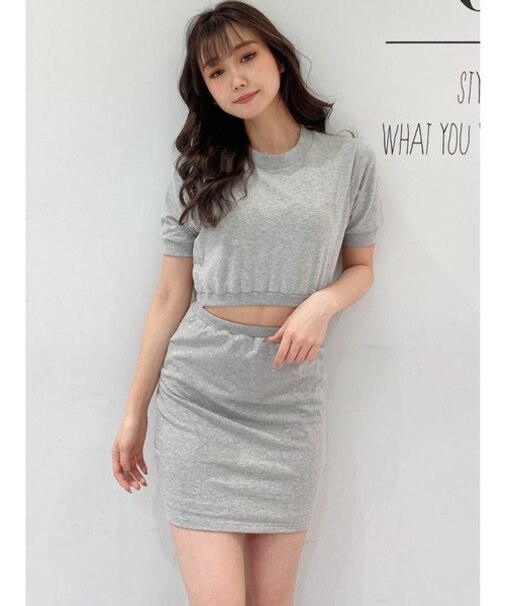 SIDE OPEN ハーフスリーブスウェットワンピース