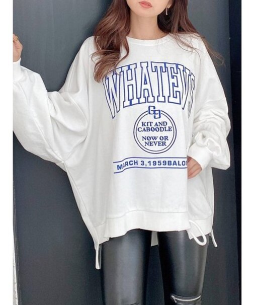 WHATEVSレースアップ ドルマンスウェットトップス