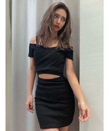 カシュクール ウエストOPENワンピース