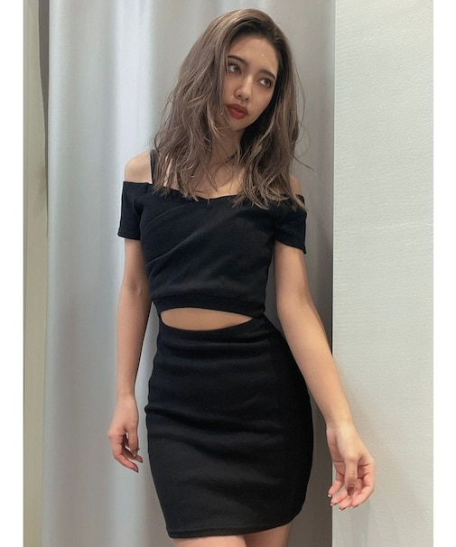 カシュクール ウエストOPENワンピース