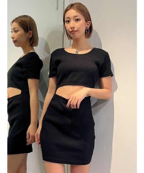 2WAYデザインハーフスリーブテレコワンピース