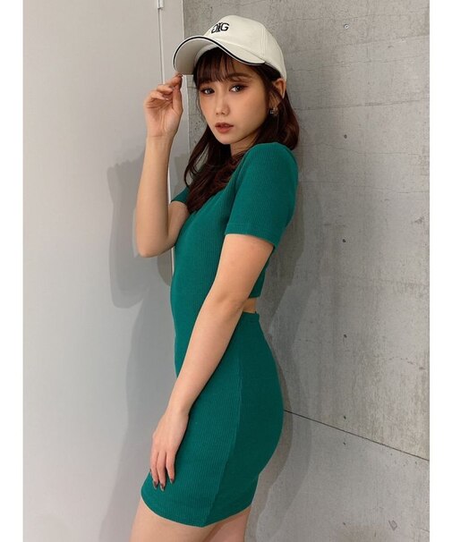 2WAYデザインハーフスリーブテレコワンピース