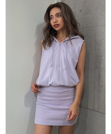 ハーフZIPノースリドッキングスウェットワンピース