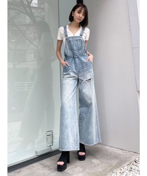 2WAYウエストLOOSEワイドデニムサロペット