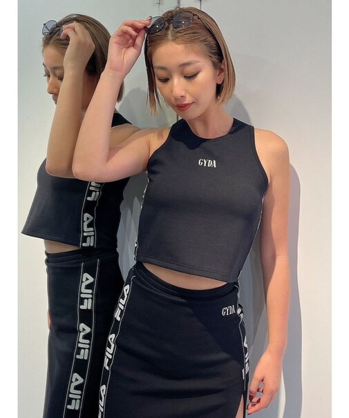 【セットアップ着用可】GYDA×FILA サイドラインショートトップス