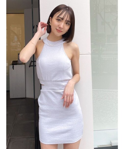 BACK ZIPテレコタイトワンピース