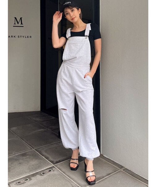 スウェットダメージサロペット