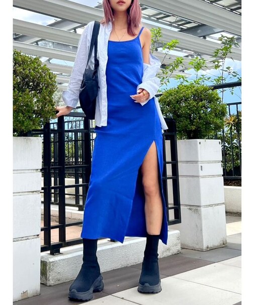 【WEB限定】【TINY】DEEPスリットテレコロングワンピース