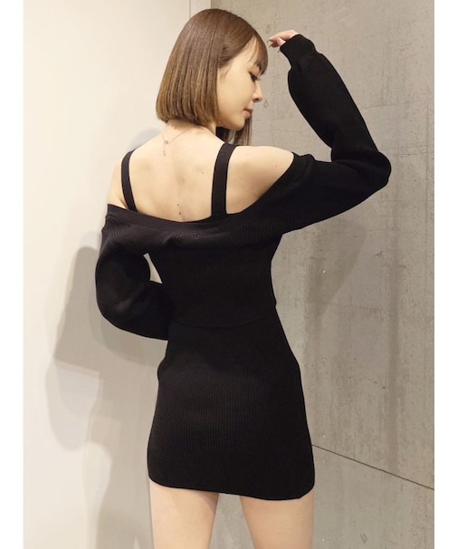 ショートカーディガンアンサンブルニットタイトワンピース