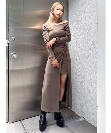 オフショルレイヤードデザインOP