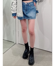 ポケットスウェットデザイン スカートライク デニムショートパンツ