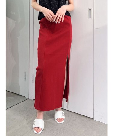 DEEPスリットリブLONGスカートライクショートパンツ