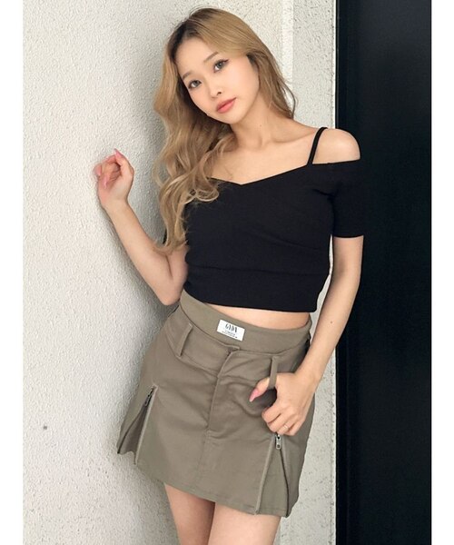 ハーフスリーブカシュクールオフショルショートトップス ハーフスリーブカシュクールオフショルショートTOPS｜ジェイダの通販