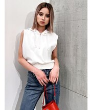 ハーフZIPノースリーブショートパーカー