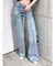 ハイウエストレイヤードデザイン2WAYデニムパンツ