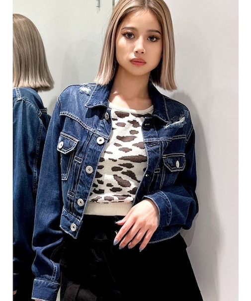 リヨセルダメージショートデニムGジャン