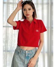 Symmetry GYDA ラメembroideryポロトップス