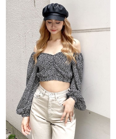 レオパードオフショルコルセットブラウス