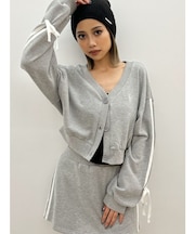 クロスポイント2ラインショートスウェットカーディガン【SETUP着用可】