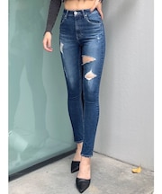 ハイウエストthigh highダメージデニムパンツ