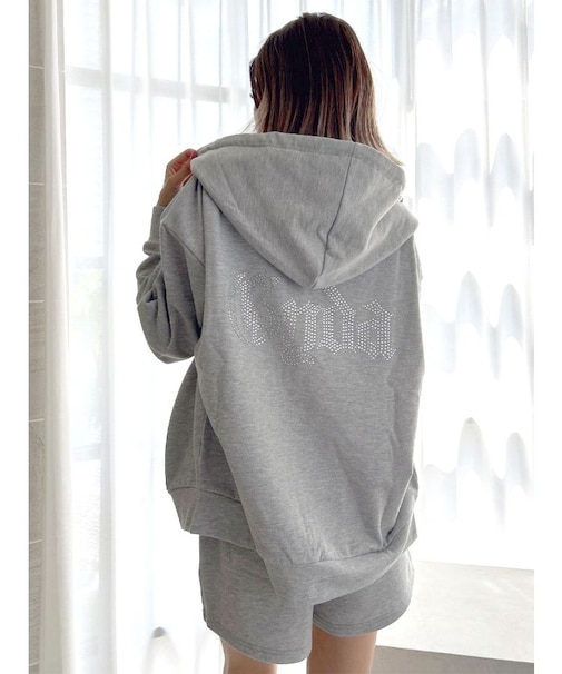 【SETUP着用可】BACK GYDAラインストーンラメパーカー