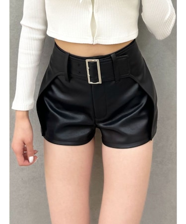 ベルト付きフェイクレイヤードショートパンツ【SETUP着用可】