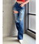 SIDE RIPPEDストレートワイドデニムパンツ