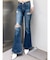 ミドルウエストSIDE RIPPEDフレアデニムパンツ