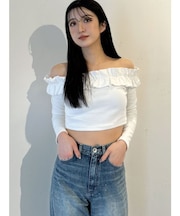 フリルリブトップス