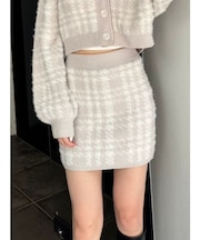 シャギーCHECK PATTERN MIXニットスカートライクショートパンツ【SETUP着用可】